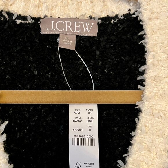 J.Crew Black White Long Cardigan Sweater, NEW - Picture 3 of 4